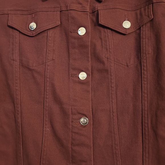 Burgundy (Dark Red) Jean Jacket - Picture 4 of 5